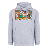 Heather Grey Thanksgiving Coffee Drink Kids Cup Heavyweight Hoodie - CowhideDigitalArt