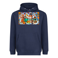 Navy Thanksgiving Coffee Drink Kids Cup Heavyweight Hoodie - CowhideDigitalArt