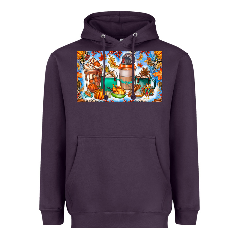 Thanksgiving Coffee Drink Kids Cup Heavyweight Hoodie by CowhideDigitalArt | Teevron