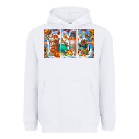 White Thanksgiving Coffee Drink Kids Cup Heavyweight Hoodie - CowhideDigitalArt