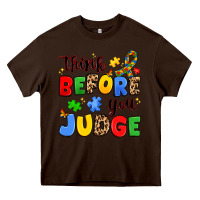 Chocolate Brown think before you judge Heavy Core Tee - JahusDesignShop