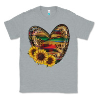 Heather Grey Sunflower Fall Heart Classic Tee - RanaPortraitStore