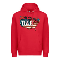 Red All american dad Premium Hoodie - FaDigitalArtStudio