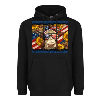 Black Western 4th Of July Cow Heavyweight Hoodie - LillyAllenDesigns