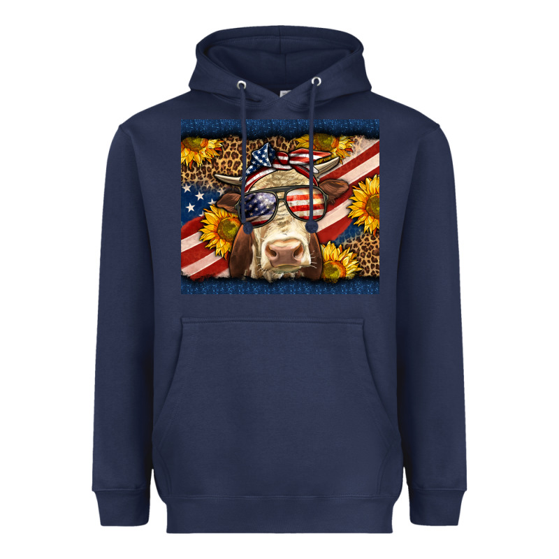 Western 4th Of July Cow Heavyweight Hoodie by LillyAllenDesigns | Teevron