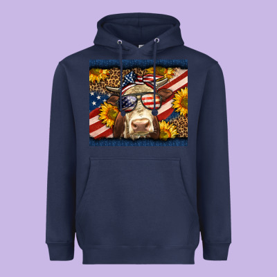 Western 4th Of July Cow Heavyweight Hoodie Designed By Lillyallendesigns