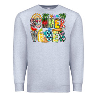 Heather Grey Summer Vibes Premium Sweatshirt - CowhideDigitalArt