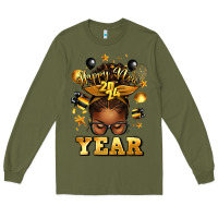 Army Green happy new year afro messy bun Long Sleeve Tee - texasbilliewilder