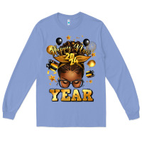 Colony Blue happy new year afro messy bun Long Sleeve Tee - texasbilliewilder