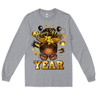Heather Grey happy new year afro messy bun Long Sleeve Tee - texasbilliewilder
