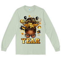 Matcha happy new year afro messy bun Long Sleeve Tee - texasbilliewilder