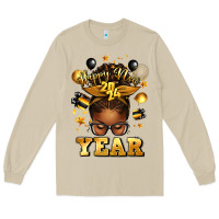 Mushroom happy new year afro messy bun Long Sleeve Tee - texasbilliewilder