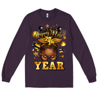 Plum happy new year afro messy bun Long Sleeve Tee - texasbilliewilder
