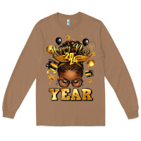Toasted Coconut happy new year afro messy bun Long Sleeve Tee - texasbilliewilder