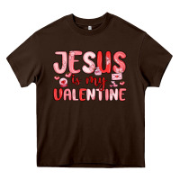 Chocolate Brown jesus is my valentine Heavy Core Tee - MaliasSmallBusiness
