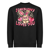 Black Somebunny loves you Easter Day Heavyweight Sweatshirt - CowGirlArtShop