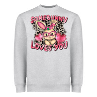 Heather Grey Somebunny loves you Easter Day Heavyweight Sweatshirt - CowGirlArtShop