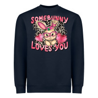 Navy Somebunny loves you Easter Day Heavyweight Sweatshirt - CowGirlArtShop