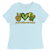 Baby Blue peace love cactus Ladies Tee - Jasminsmagicworld