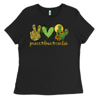 Black peace love cactus Ladies Tee - Jasminsmagicworld