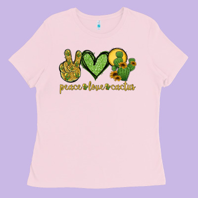 Peace Love Cactus Ladies Tee Designed By Jasminsmagicworld