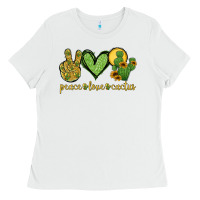White peace love cactus Ladies Tee - Jasminsmagicworld