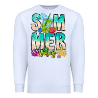 White Summer Vibes Premium Sweatshirt - CowhideDigitalArt