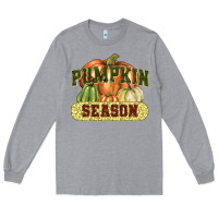 Heather Grey Pumpkin season Long Sleeve Tee - NancyCooperArtShop
