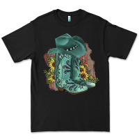 Black Turquoise Cowboy Boots Premium Tee - JahusDesignShop