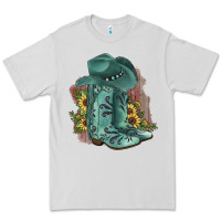 Dove Grey Turquoise Cowboy Boots Premium Tee - JahusDesignShop