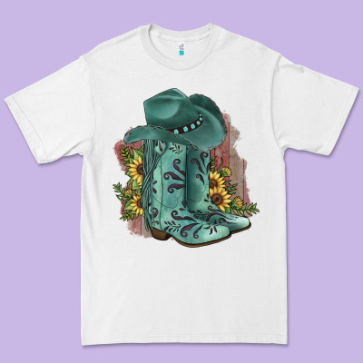 Turquoise Cowboy Boots Premium Tee Designed By Jahusdesignshop
