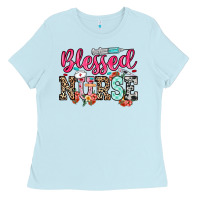 Baby Blue blessed nurse Ladies Tee - NancyCooperArtShop
