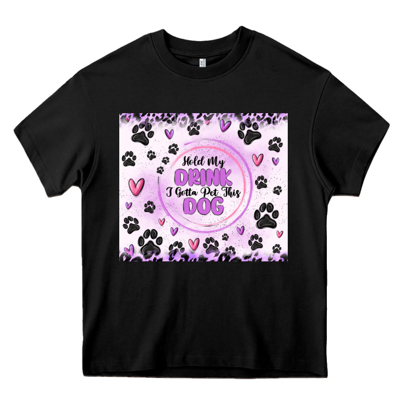 Hold My Drink I Gotta Pet This Dog Heavy Core Tee by MaliasSmallBusiness | Teevron