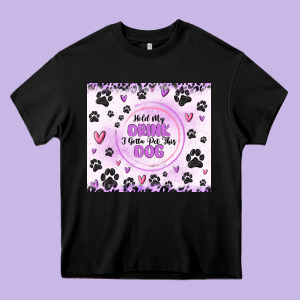 Hold My Drink I Gotta Pet This Dog Heavy Core Tee Designed By Maliassmallbusiness