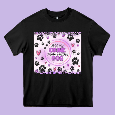 Hold My Drink I Gotta Pet This Dog Heavy Core Tee Designed By Maliassmallbusiness