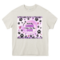 Cream hold my drink i gotta pet this dog Heavy Core Tee - MaliasSmallBusiness