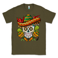 Army Green sombrero skull Classic Tee - BarkalooDesign