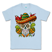 Dusty Blue sombrero skull Classic Tee - BarkalooDesign