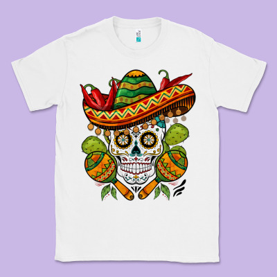 Sombrero Skull Classic Tee Designed By Barkaloodesign