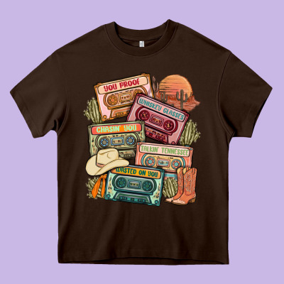 Country Cassette Tapes Heavy Core Tee Designed By Maliassmallbusiness