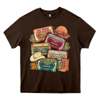 Chocolate Brown country cassette tapes Heavy Core Tee - MaliasSmallBusiness