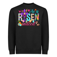 Black He is risen indeed Happy Easter Day Heavyweight Sweatshirt - HowdyJamesFarm