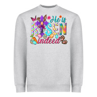 Heather Grey He is risen indeed Happy Easter Day Heavyweight Sweatshirt - HowdyJamesFarm