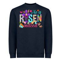 Navy He is risen indeed Happy Easter Day Heavyweight Sweatshirt - HowdyJamesFarm