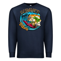 Navy Summer Vibes Premium Sweatshirt - CowhideDigitalArt
