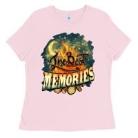 Bubblegum Pink camping the best memories Ladies Tee - NancyCooperArtShop