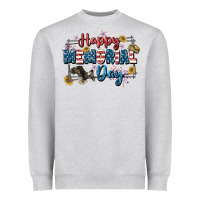 Heather Grey Happy memorial day 4th of july Heavyweight Sweatshirt - CowGirlArtShop