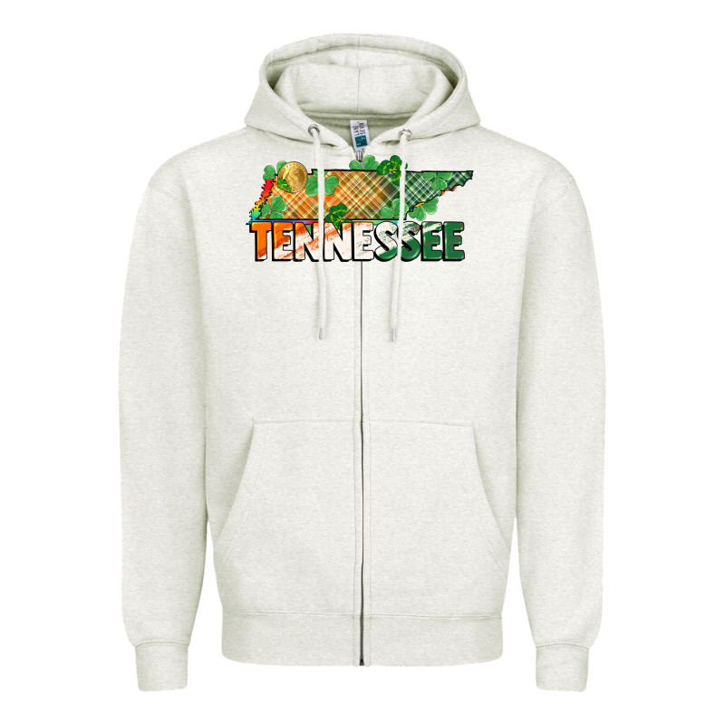 Tennessee Map St Patricks Day Zipper Hoodie by FaDigitalArtStudio | Teevron