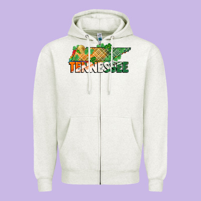 Tennessee Map St Patricks Day Zipper Hoodie Designed By Fadigitalartstudio