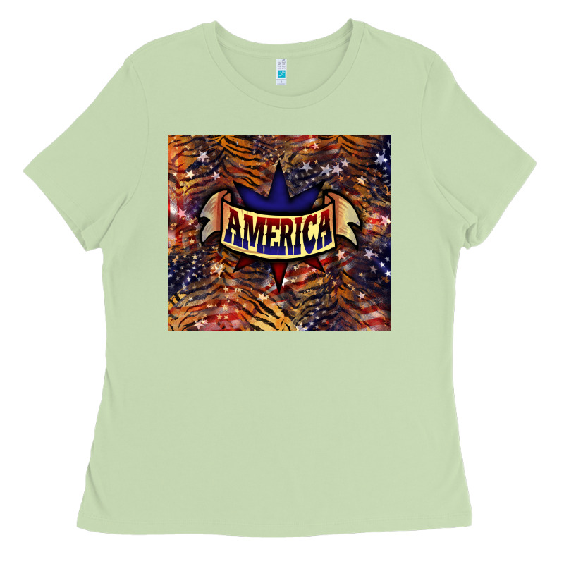 Tiger America Ladies Tee by NancyCooperArtShop | Teevron